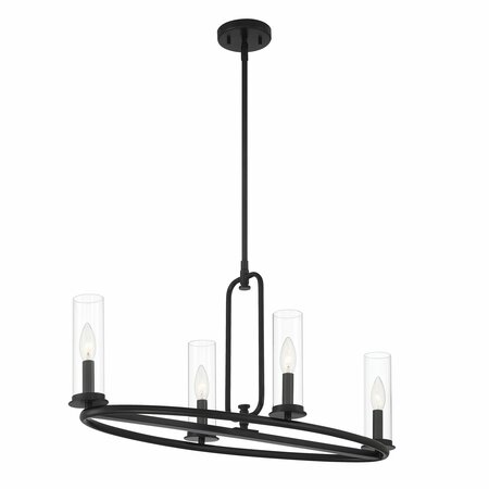 DESIGNERS FOUNTAIN Hudson Heights 60 Watt 4 Light Matte Black Linear Pendant with Clear Glass Shade D268C-IS-MB